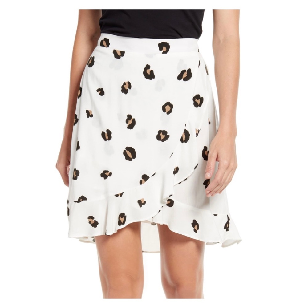 Gibson Leopard Print Mini Skirt Faux Wrap  XS